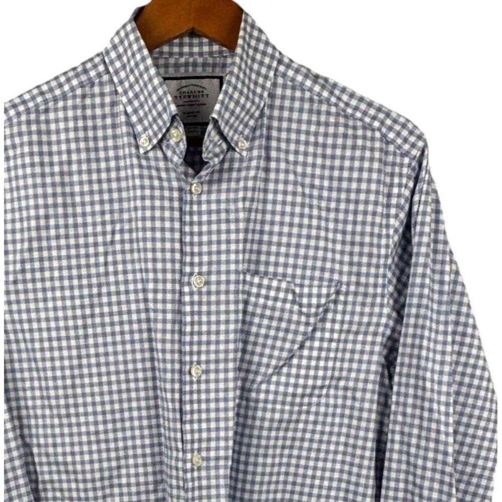 Charles Tyrwhitt Dress Shirt Men 15 1/2 - 35 Classic Fit Blue Check Non-Iron
